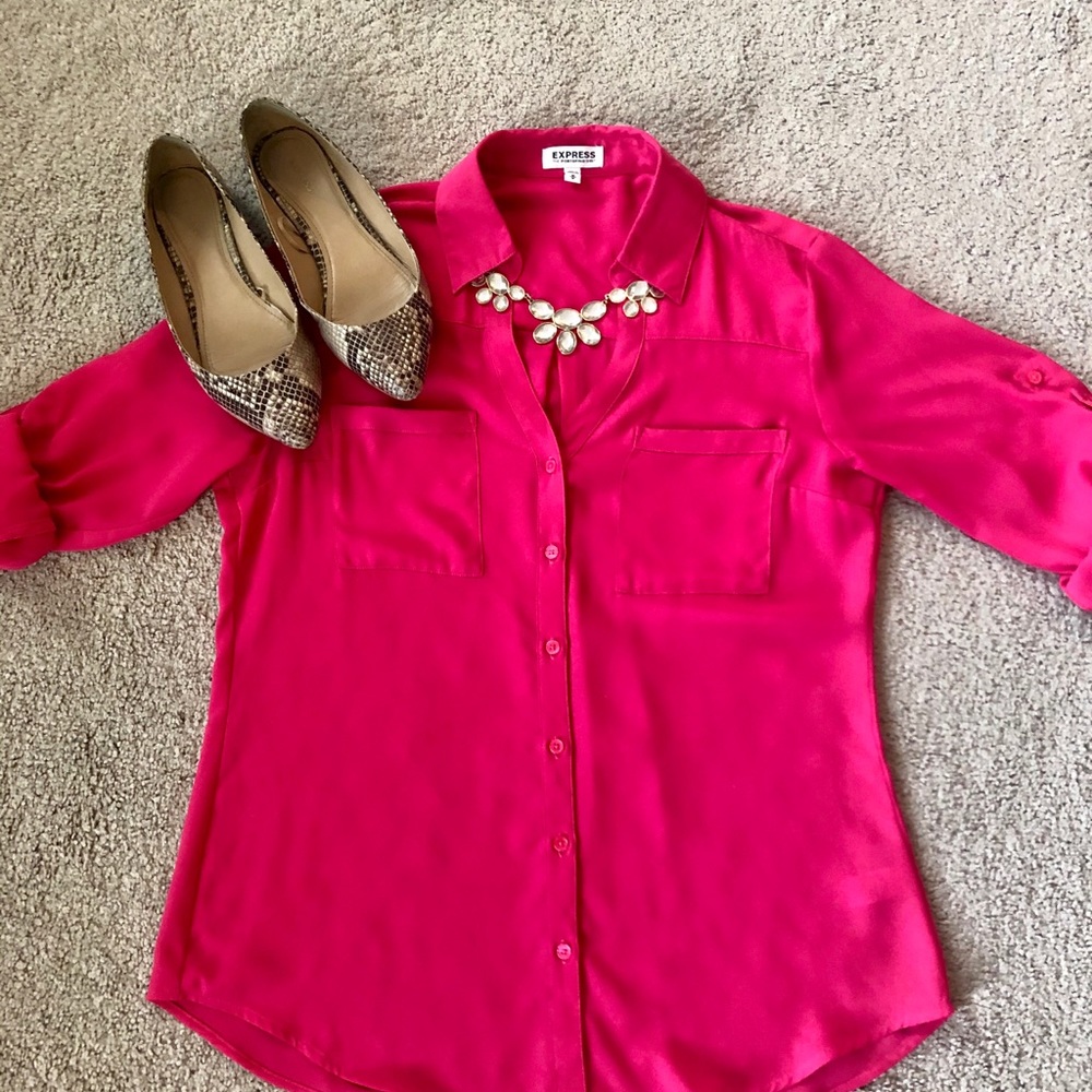 Express Hot Pink Portofino Button Down Shirt